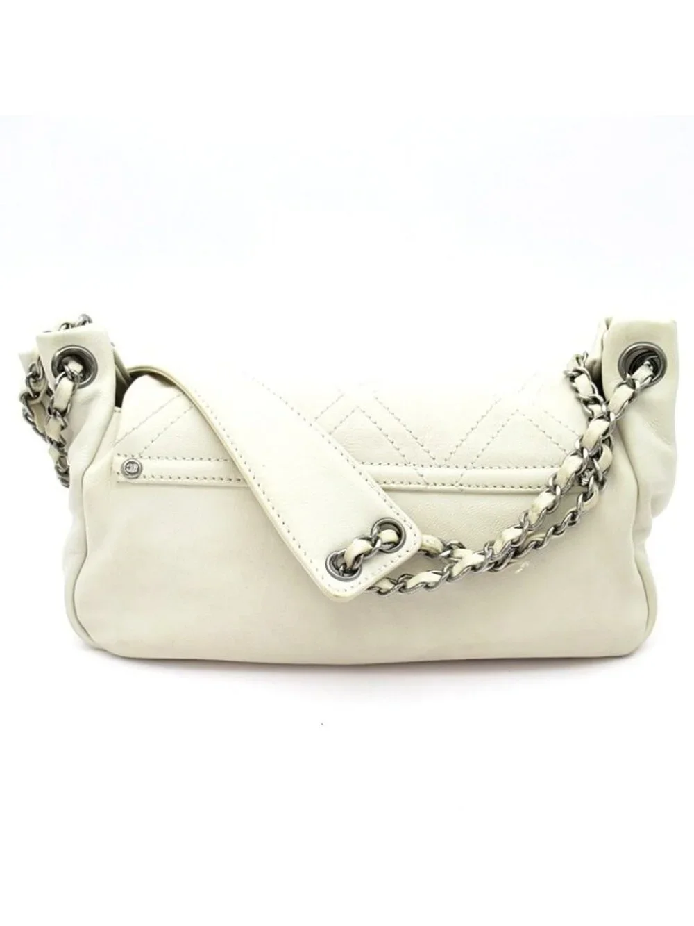 Chanel Diamond Stitch Chain Shoulder Bag Leather White